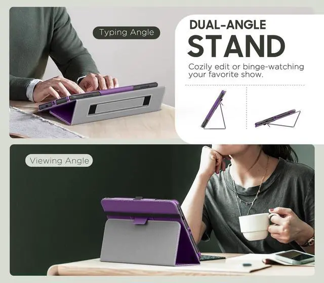 Alt view image 4 of 5 - MoKo Case Fits All-New Amazon Kindle Fire HD 8 & 8 Plus Tablet (12th Generation/10th Generation, 2024/2022/2020 Release) 8",Slim Folding Stand Cover with Auto Wake/Sleep, Purple