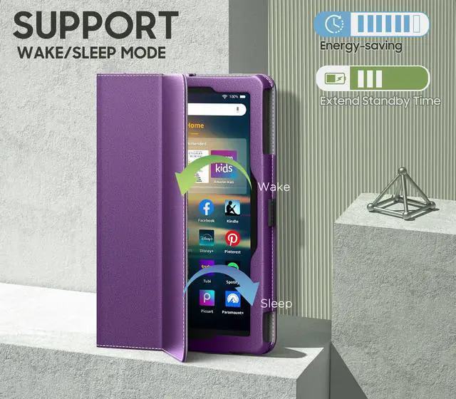 Alt view image 5 of 5 - MoKo Case Fits All-New Amazon Kindle Fire HD 8 & 8 Plus Tablet (12th Generation/10th Generation, 2024/2022/2020 Release) 8",Slim Folding Stand Cover with Auto Wake/Sleep, Purple
