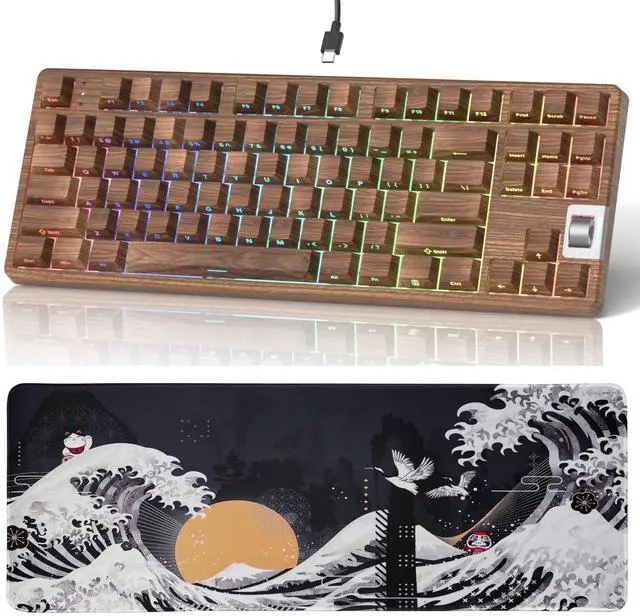 Main image of Womier F87 75% Mechanical Gaming Keyboard with Volume Scroll Wheel, Hot Swappable, Custom Keyboard Bundle with Black Mouse Pad (31.5 x 11.8in)