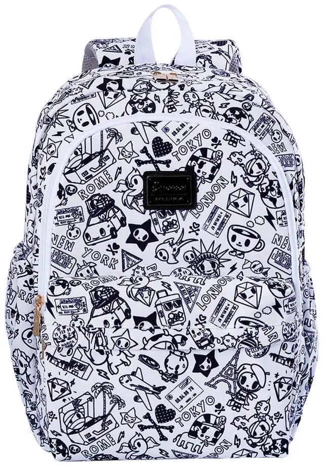 Main image of Tokidoki Canvas Backpack for Women,Business Sturdy Fits 15.6 Inch Notebook Bookbag Computer Bag Laptop Backpack for Dailyuse Casual Daypack Fashion Anime Bags (White)