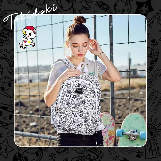Alt view image 3 of 5 - Tokidoki Canvas Backpack for Women,Business Sturdy Fits 15.6 Inch Notebook Bookbag Computer Bag Laptop Backpack for Dailyuse Casual Daypack Fashion Anime Bags (White)