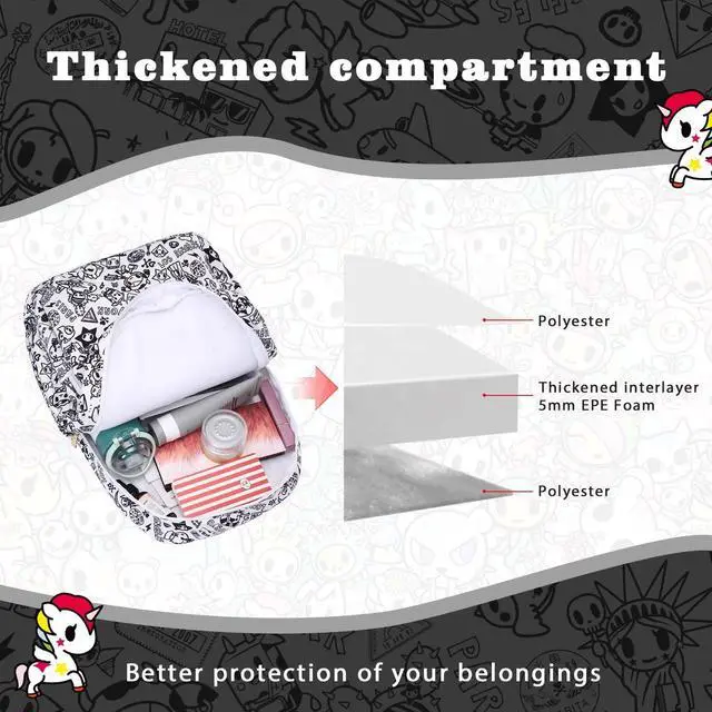 Alt view image 5 of 5 - Tokidoki Canvas Backpack for Women,Business Sturdy Fits 15.6 Inch Notebook Bookbag Computer Bag Laptop Backpack for Dailyuse Casual Daypack Fashion Anime Bags (White)