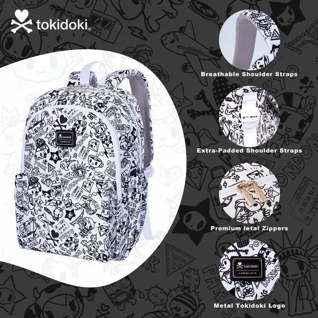 Alt view image 4 of 5 - Tokidoki Canvas Backpack for Women,Business Sturdy Fits 15.6 Inch Notebook Bookbag Computer Bag Laptop Backpack for Dailyuse Casual Daypack Fashion Anime Bags (White)
