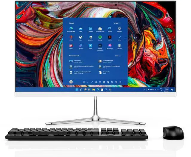 Main image of 23.8 inch 2024 All in One Desktop PC, Windows 11, WiFi 6, FHD Display, 16GB RAM, 512GB SSD, Intel N5095 Processor, Bluetooth, Webcam, Mouse and Keyboard (8+256 Wired kit)