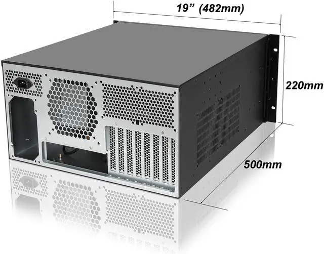Alt view image 3 of 4 - RackChoice 5U rackmount Server Chassis Support Liquid Cooling Compatibility up to Elevated 360mm Radiator, 1xPS2+1xSFX PSU (Black)