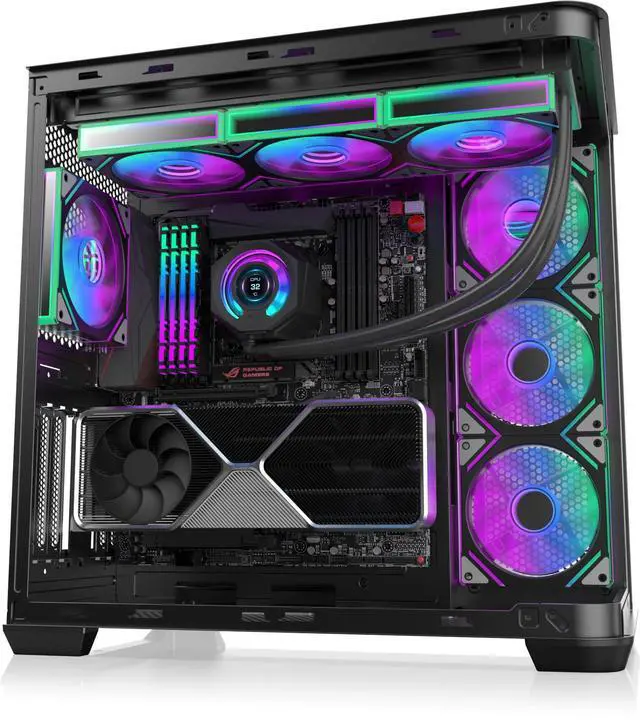 Alt view image 5 of 5 - RAIJINTEK ATREUS BT4 Black Mid-Tower E-ATX PC Case, Curved Glass Front & Side Panels, 4 x 120mm Infinity Mirror ARGB PWM Fans, High-Airflow, Vertical & Horizontal GPU Support (0R20B00255)