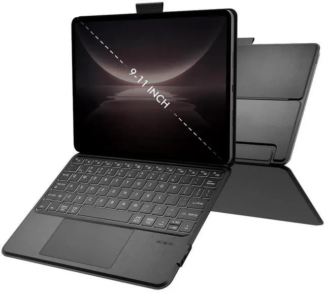 Main image of Universal Keyboard Case for 9-11 Inch Tablets, Dual Bluetooth Detachable Keyboard for Android Tablets/iPads/Galaxy Tabs, Magnetic Backlit Keyboard with Washable Adhesive Mount&Any-Angle Stand&Trackpad