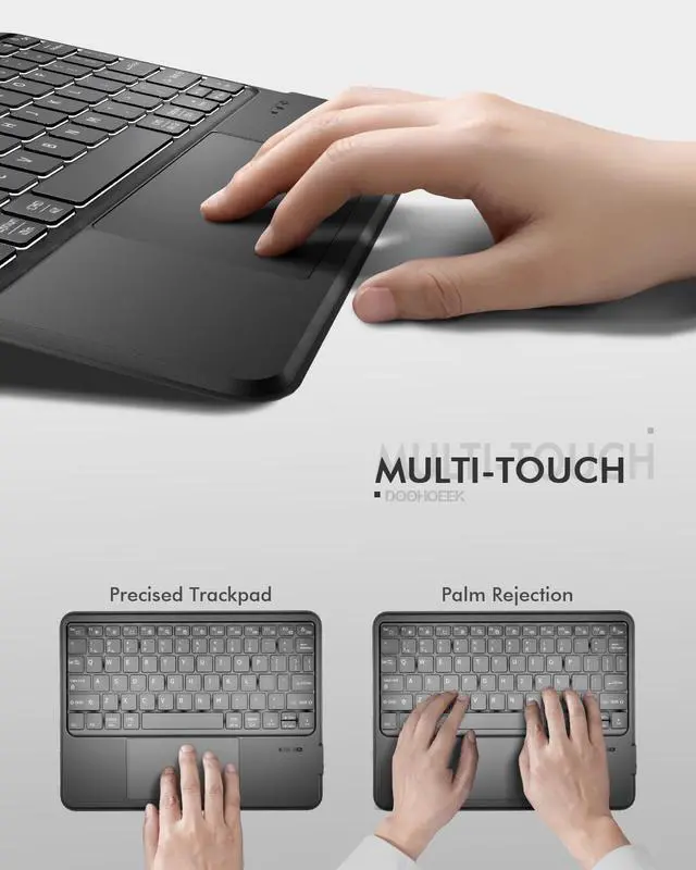 Alt view image 5 of 5 - Universal Keyboard Case for 9-11 Inch Tablets, Dual Bluetooth Detachable Keyboard for Android Tablets/iPads/Galaxy Tabs, Magnetic Backlit Keyboard with Washable Adhesive Mount&Any-Angle Stand&Trackpad