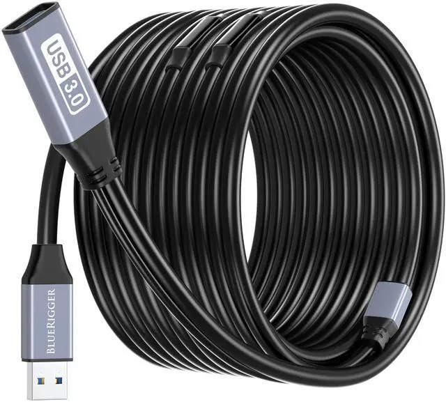 Main image of BlueRigger USB 3.0 Extension Cable (100FT, Active, 5Gbps, In-Wall CL3 Rated, Type A Male to Female Adapter Cord) - Long USB Repeater Extender for VR Headset, Printer, Hard Drive, Keyboard, Mouse, Xbox