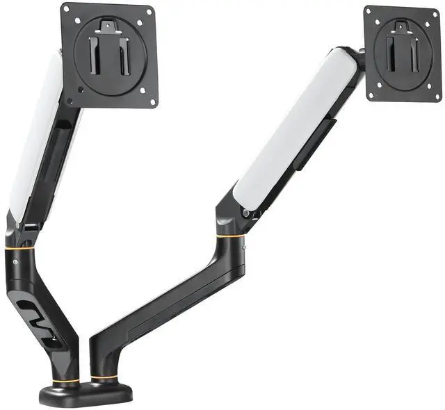 Main image of Dual Monitor Arms for Desk up to 32 inches,Dual Monitor Stand with Gas Spring System,Each Arm Holds Max 22lbs,Monitor Mount for 2 Monitors, VESA 75x75 100x100 with C-clamp& Grommet, Black