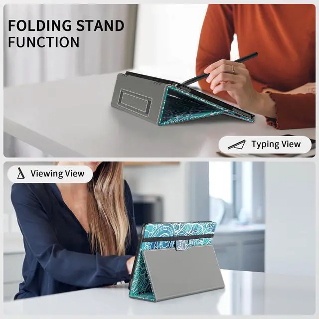 Alt view image 4 of 5 - VORI Case for Amazon Kindle Fire Max 11 Tablet (13th Generation, 2023 Release), Slim Folding Stand Folio Cover with Auto Wake/Sleep & Hand Strap for All-New Fire 11 Max Tablet, Abstract Floral