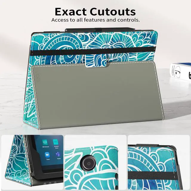 Alt view image 5 of 5 - VORI Case for Amazon Kindle Fire Max 11 Tablet (13th Generation, 2023 Release), Slim Folding Stand Folio Cover with Auto Wake/Sleep & Hand Strap for All-New Fire 11 Max Tablet, Abstract Floral