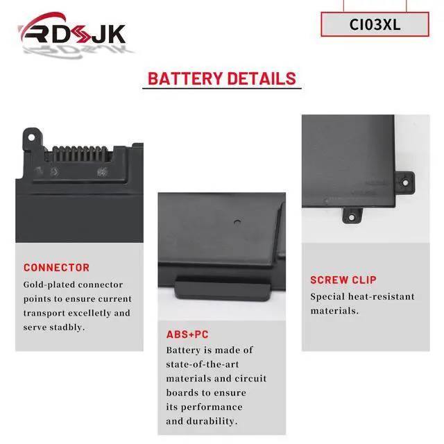 Alt view image 5 of 5 - CI03XL Laptop Battery for HP ProBook 640 G2 645 G2 650 G2 655 G2 640 G3 645 G3 650 G3 655 G3 Series CI03 CIO3 CIO3XL HSTNN-UB6Q HSTNN-LB6T HSTNN-PB6K 801517-221 801517-422 801554-001 C103XL 11.4V 48Wh