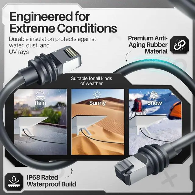 Alt view image 2 of 5 - TNP Ethernet Cable for Starlink Gen 3 50FT - Waterproof Replacement Extension Cable for StarLink V3 Standard Satellite Dish & Router - Weather Resistant & Durable Wire Cord for Outdoor & Indoor Use
