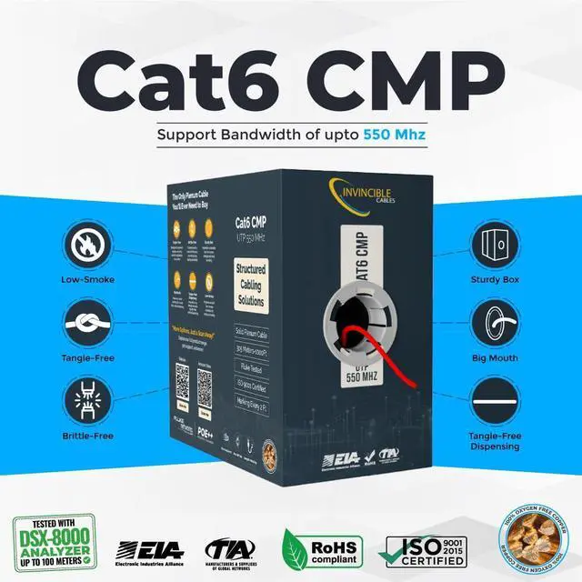 Alt view image 3 of 5 - Cat6 Plenum Cable 1000ft | 0.57mm 100% Pure Copper, 550MHz 23AWG UTP | DSX-8000 Analyzer Tested Up to 100m | 10Gb, PoE++ | Industrys Most Certified Cable | Available in 7 Colors (Red)