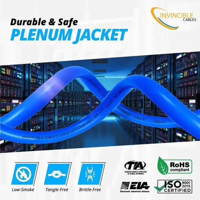 Alt view image 5 of 5 - Cat6 Plenum Cable 1000ft | 0.57mm 100% Pure Copper, 550MHz 23AWG UTP | DSX-8000 Analyzer Tested Up to 100m | 10Gb, PoE++ | Industrys Most Certified Cable | Available in 7 Colors (Red)