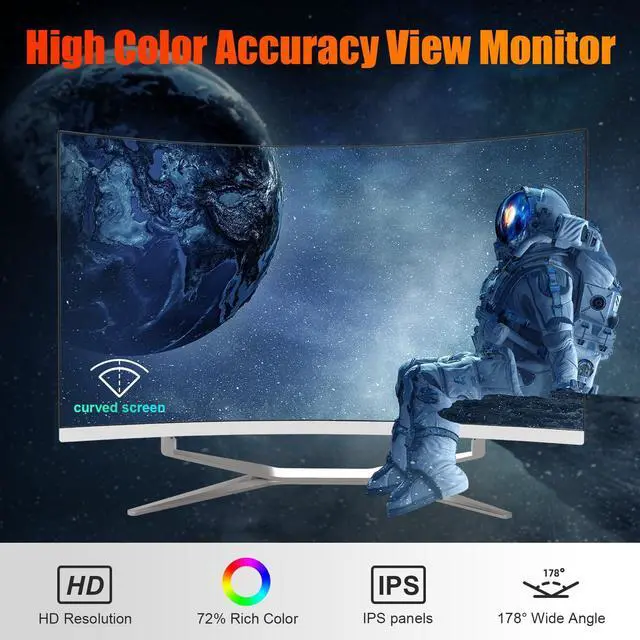 Alt view image 3 of 5 - All-in-One Desktop Computer, 27 FHD Display Curved Monitor PC 8GB RAM 512 SSD, WiFi and Bluetooth, Keyboard & Mouse, White (N100/8G/512G)