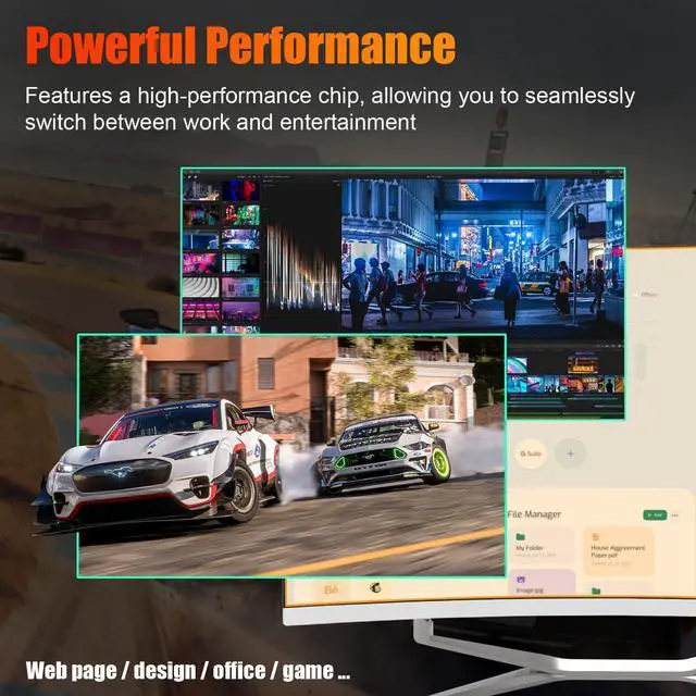 Alt view image 5 of 5 - All-in-One Desktop Computer, 27 FHD Display Curved Monitor PC 8GB RAM 512 SSD, WiFi and Bluetooth, Keyboard & Mouse, White (N100/8G/512G)