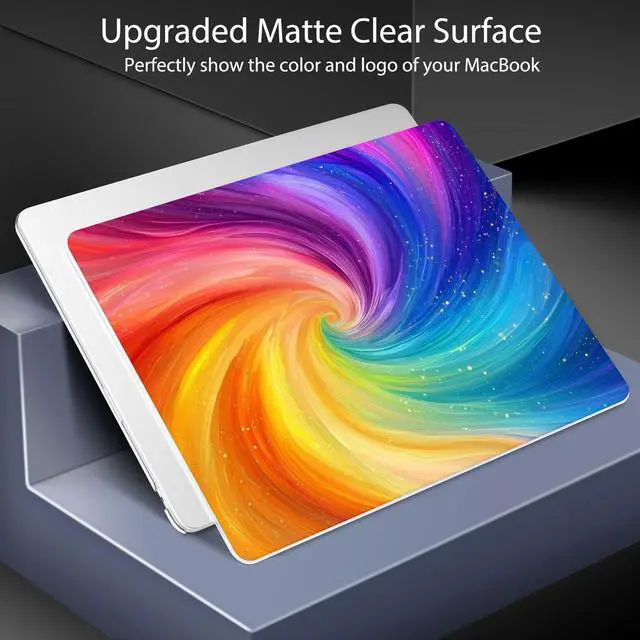 Alt view image 4 of 5 - Lepeoac for MacBook Air 15 inch Case 2023 2024 2025 Release A3241 M4 A3114 M3 A2941 M2 with Liquid Retina Display & Touch ID, Hard Shell with Screen Protector & Webcam Cover, Swirling Rainbow