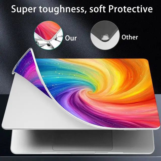 Alt view image 5 of 5 - Lepeoac for MacBook Air 15 inch Case 2023 2024 2025 Release A3241 M4 A3114 M3 A2941 M2 with Liquid Retina Display & Touch ID, Hard Shell with Screen Protector & Webcam Cover, Swirling Rainbow