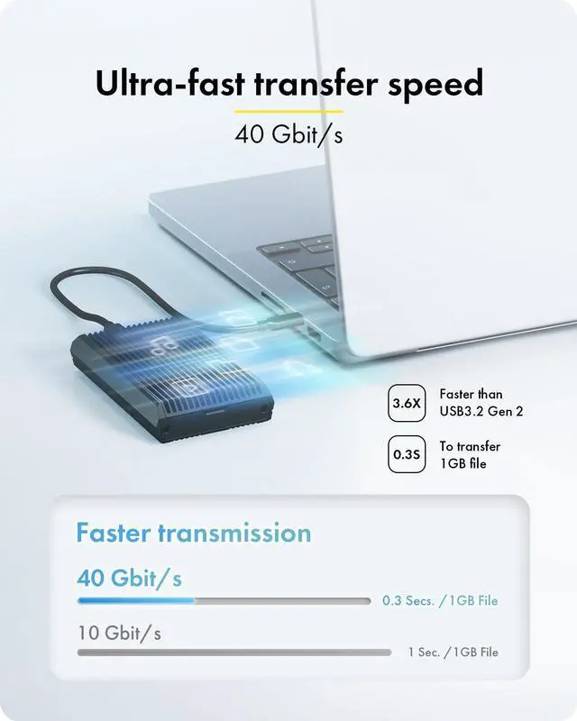 Alt view image 2 of 5 - 40Gbps M.2 NVMe SSD Enclosure, ICY BOX M.2 Enclosure Support SSD M/B+M Key Size 2280/2260/2242/2230 Compatible with Thunderbolt 4/3/USB4/3.2/3.1, Tool-Free Aluminum Thunderbolt 4 Enclosure