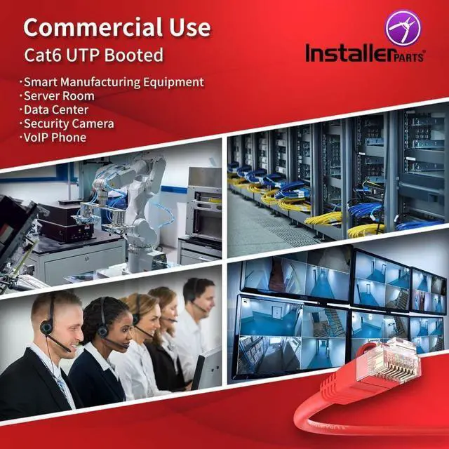 Alt view image 4 of 5 - InstallerParts CAT6 Cable UTP Booted, Red, 7 FT, 10 Pack, Professional Series, 10Gbps, Cat6 Patch Cable