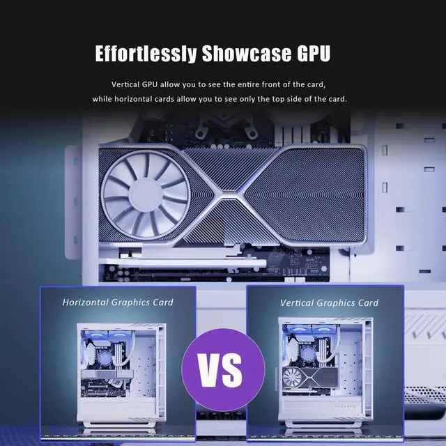 Alt view image 3 of 5 - GLOTRENDS 3-Slot GPU Support Bracket with 150mm PCIe 5.0 Riser Cable for GPU Vertical Mount, Compatible with RTX5090 RTX4090 RX9070 RX7900, PC Cases with Open PCI 7/8-slot Design