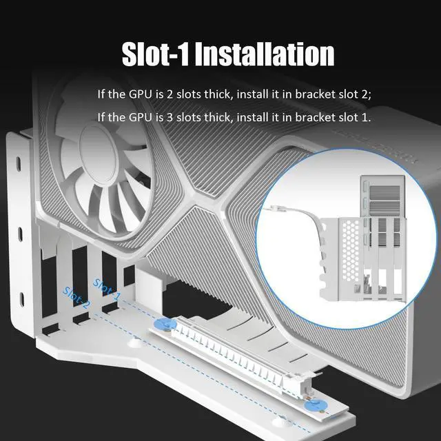 Alt view image 5 of 5 - GLOTRENDS 3-Slot GPU Support Bracket with 150mm PCIe 5.0 Riser Cable for GPU Vertical Mount, Compatible with RTX5090 RTX4090 RX9070 RX7900, PC Cases with Open PCI 7/8-slot Design