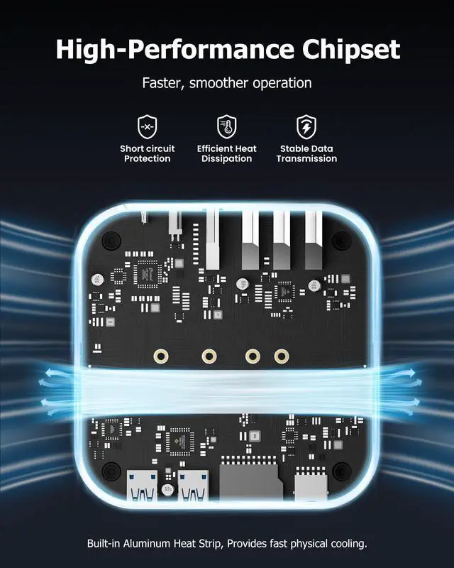 Alt view image 4 of 5 - BAOZEE Mac mini Dock with NVMe SSD Enclosure, USB-C Hub for Mac mini M4/M4 Pro with 2X USB-A 10Gbps, 3X USB-A 5Gbps, HDMI, DP, SD/TF Card Reader  Magnetic Cover, Up to 8TB SSD Support