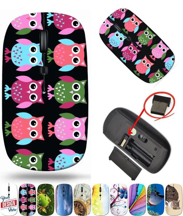 Main image of maizi Quiet Mouse Wireless for PC Computer Chromebook Notebook, Quiet Mice Wireless Image ID: 10598565 owl Background 2.4 Ghz Mouse Portable Printed in USA