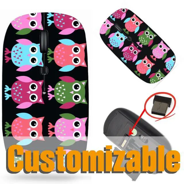 Alt view image 5 of 5 - maizi Quiet Mouse Wireless for PC Computer Chromebook Notebook, Quiet Mice Wireless Image ID: 10598565 owl Background 2.4 Ghz Mouse Portable Printed in USA