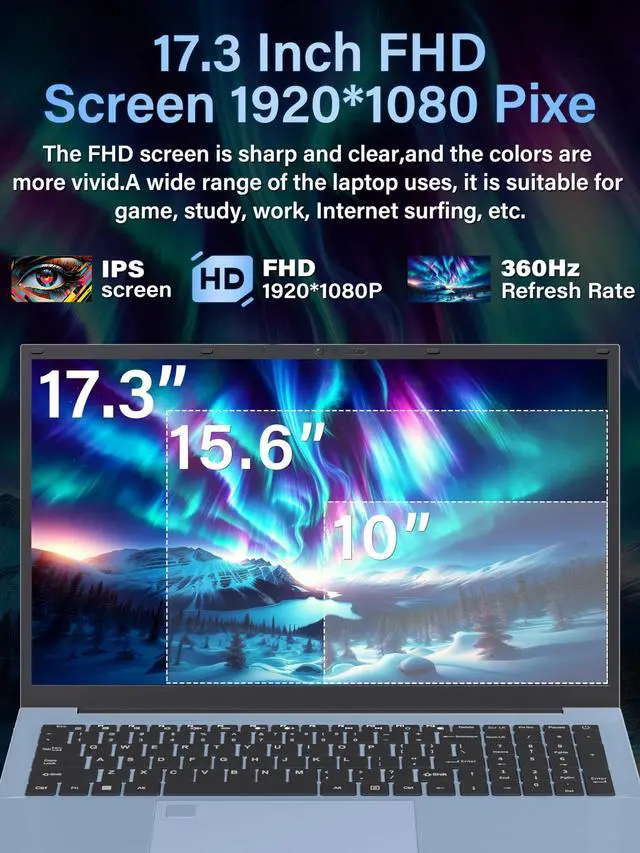 Alt view image 5 of 5 - 17.3" FHD IPS Blue Laptop, Core i5-1038NG7,16GB RAM,Win 11 Pro Laptop Business Computer, in tel Iris Plus Graphics, Fingerprint, Color Backlit Keyboard, Numpad, Type-C, WiFi 6, HDMI, RJ45 (512G SSD)