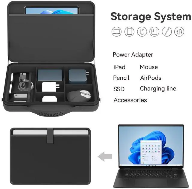 Alt view image 2 of 5 - Smatree Laptop Shoulder Case for 15.6 inch DELL Inspiron 15, for 15.6 inch DELL Latitude 5550/5540/5530/3550/3540, for 15.6inch Vostro 15/Vostro 3520, Hard Laptop Carrying Case with Handle