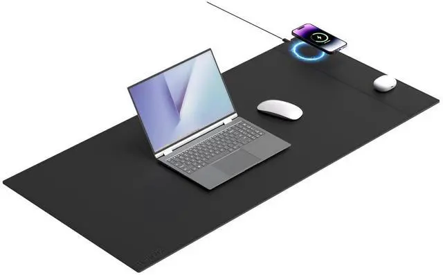 Main image of Magnetic Mouse Pad with Wireless Charging, 35.4'' x 16.9'' Extra Large Desk Pad, Waterproof and Scratch-Resistant Mousepad, Charcoal Black Computer Mouse Mat for MacBook, PC, Laptop