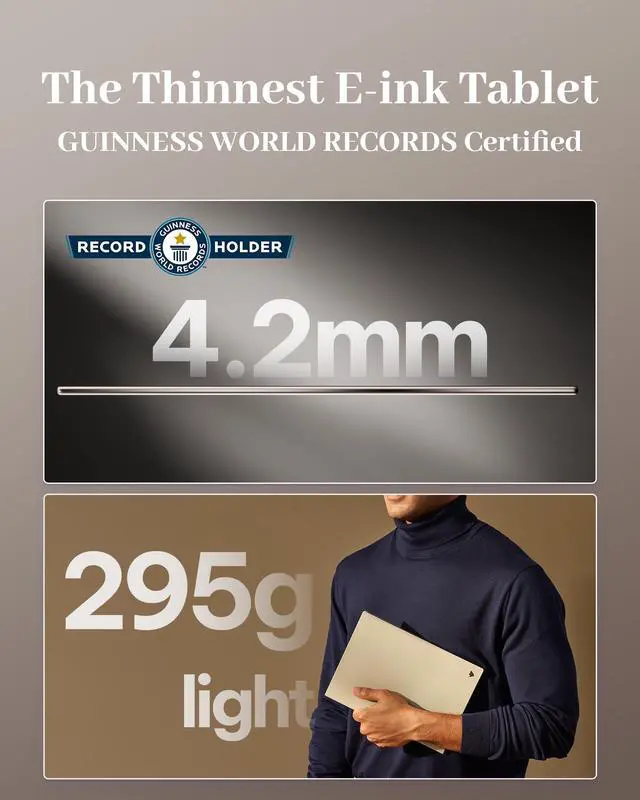 Alt view image 2 of 5 - iFLYTEK AINOTE 2  The Worlds Thinnest 4.2mm Paper Tablet, 10.6" AI Note-Taking Device with Stylus, 16-Language Transcription, Google Play Compatibility for Meetings & Reading