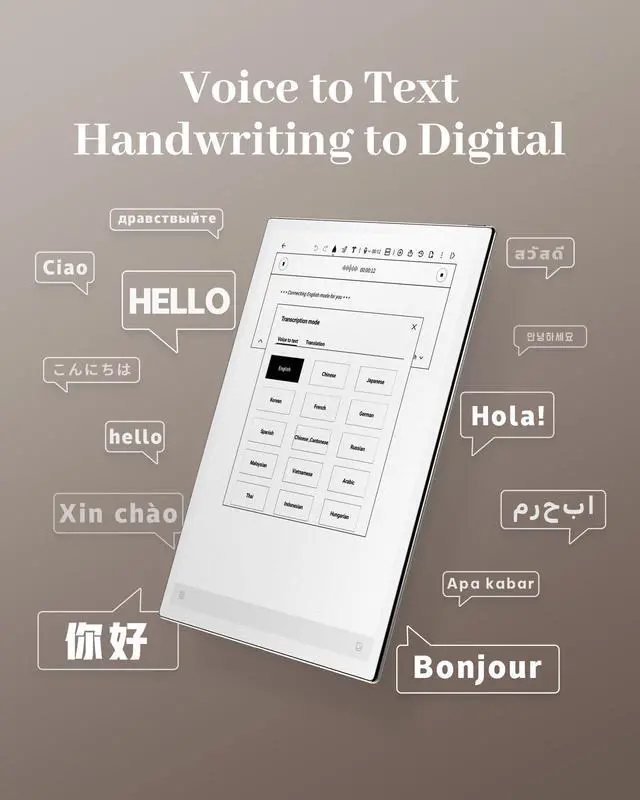 Alt view image 4 of 5 - iFLYTEK AINOTE 2  The Worlds Thinnest 4.2mm Paper Tablet, 10.6" AI Note-Taking Device with Stylus, 16-Language Transcription, Google Play Compatibility for Meetings & Reading