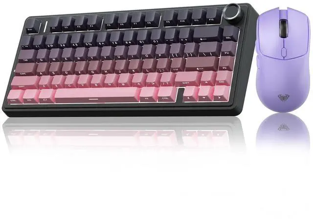 Main image of AULA Wireless Keyboard and Mouse Combo, F75 Pro Mechanical Keyboards,75% Gasket Hot Swappable Custom Keyboard+SC580 Wireless Gaming Mouse Purple