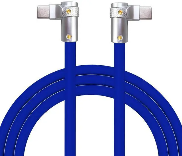 Main image of chubbycable FlexElbow 90 Degree 240W Fast Charging Cable Right Angle USB C Cable Silicone Charging Cord Compatible with iPhone 17-15 Series iPad, Dark Blue, Double Elbow Type C to Type C, 1.64FT