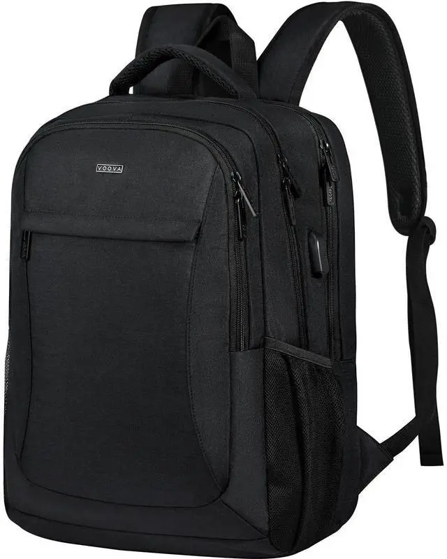 Main image of Voova Travel Laptop Backpack, Business Work Laptop Backpack for Women & Men with USB Charging Port, Waterproof Slim Durable College Computer Bag Fits 15.6 Inch Laptops and Notebook, Black