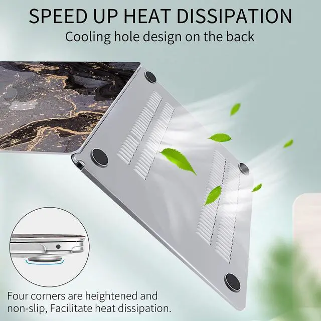 Alt view image 3 of 4 - Watbro Compatible with MacBook Air 13 Inch Laptop Case 2020 2019 2018 Release A2337 M1/A2179/A1932,Colorful Marble Case with Keyboard Cover Skin for MacBook Air 2020 with Touch ID