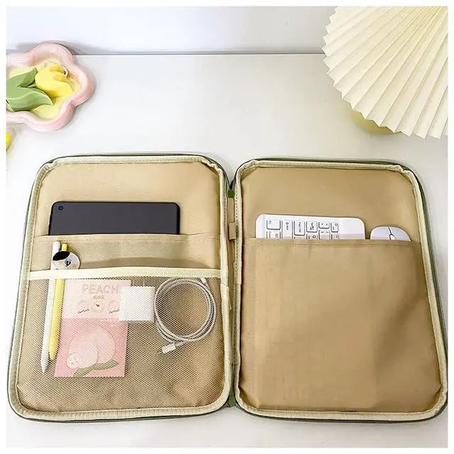 Alt view image 4 of 5 - Donloise 11-13Inch Cute Puffy Laptop Sleeve Fairycore Carrying Laptop Bag Cover Kawaii Tablet Liner Pouch Cottagecore Office Accessories (13inch,Black)