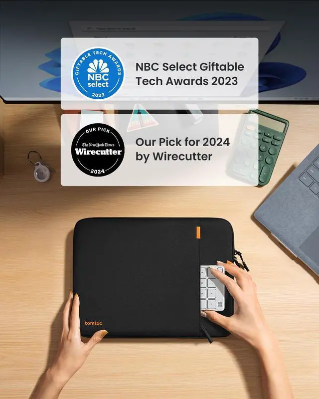 Alt view image 2 of 5 - tomtoc 360 Protective Laptop Sleeve for 13-inch New Surface Pro 11th, Copilot+PC 2024, Surface Pro 10/9/8/X with Signature Keyboard/X Keyboard, Shockproof Water-Resistant Notebook Surface Case Bag