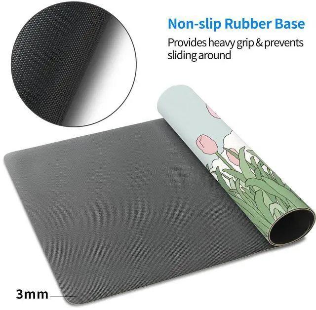 Alt view image 5 of 5 - MAYCARI Watercolor Tulip Flower Mouse Pads,Extended Gaming Mousepad XXL Kawaii Anime Desk Mat Pink Green Large Full Desk Mouse Pad 31.5" x15.7"