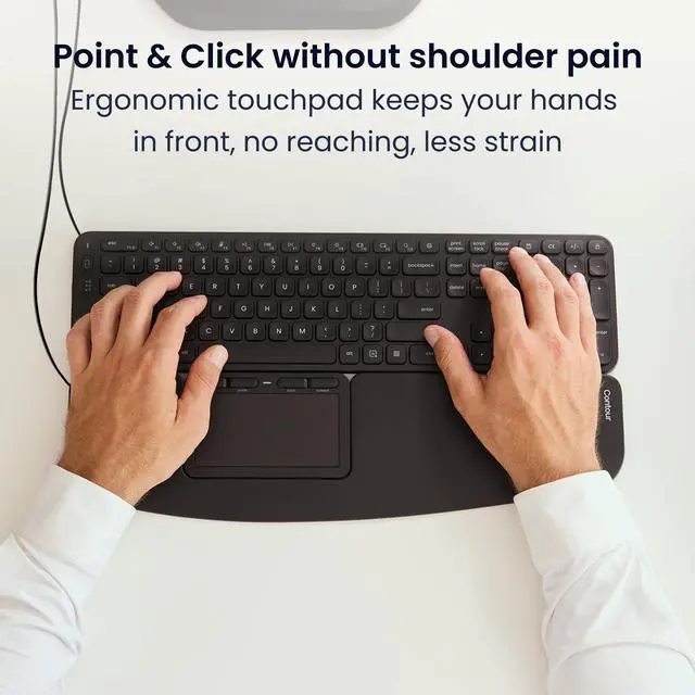 Alt view image 2 of 5 - Contour Design Touch: Wired Ergonomic Touchpad for Windows 10 & 11, Multi Touch & High Precision Glass Trackpad, Click Anywhere, 4 Programmable Shortcut Keys, Full Size Wrist Rest