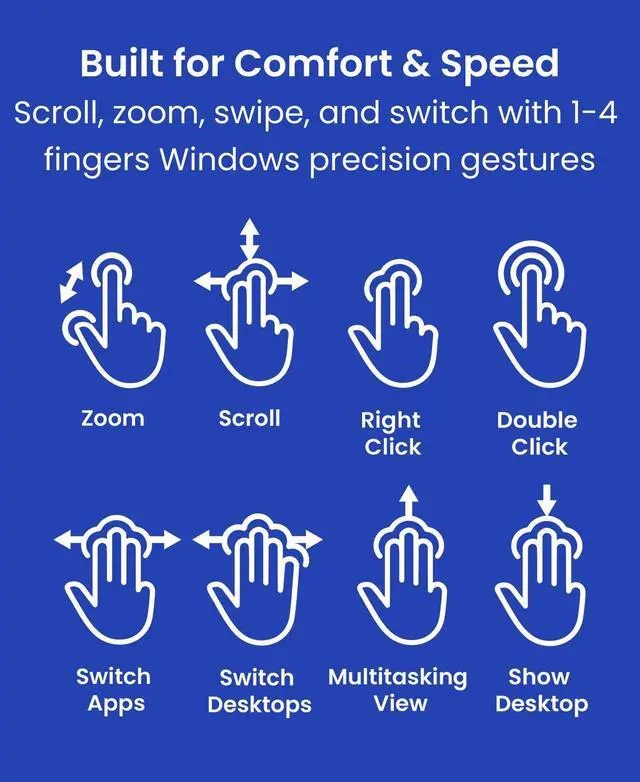 Alt view image 4 of 5 - Contour Design Touch: Wired Ergonomic Touchpad for Windows 10 & 11, Multi Touch & High Precision Glass Trackpad, Click Anywhere, 4 Programmable Shortcut Keys, Full Size Wrist Rest