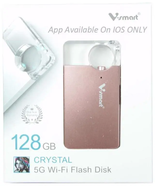 Main image of V-smart CrystalDisk 5G Wireless External Storage Drive for iOS iPhone, Tablets, Computers - Universal USB Flash Drive Super Fast Speed Transmission (128GB)