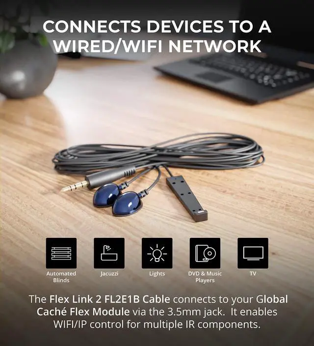 Alt view image 2 of 5 - Global Cache Flex Link 2 Emitter and 1 Blaster Cable (FLC-2E1B)