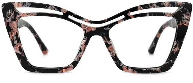Main image of Zeelool Trendy Acetate Oversized Cat Eye Glasses Frame with Non-prescription Clear Lens for Women Arsolon ZJGA165651-02 Floral