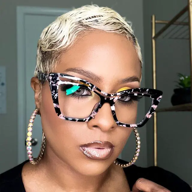 Alt view image 2 of 5 - Zeelool Trendy Acetate Oversized Cat Eye Glasses Frame with Non-prescription Clear Lens for Women Arsolon ZJGA165651-02 Floral