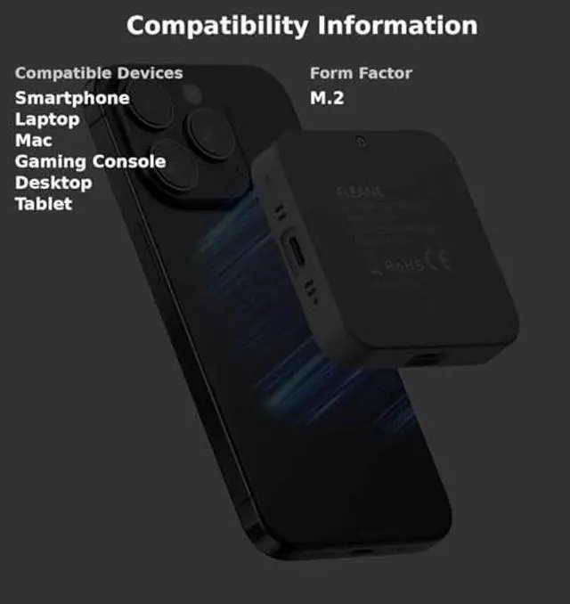 Alt view image 3 of 5 - FLEANE Magnetic M.2 2230 2242 NVMe SSD Enclosure with Turbo Cooling Fan for iPhone 16 15 Pro/Pro Max/Plus ProRes, PD100W,10Gbps Aluminum External SSD Case for MacBook Laptop